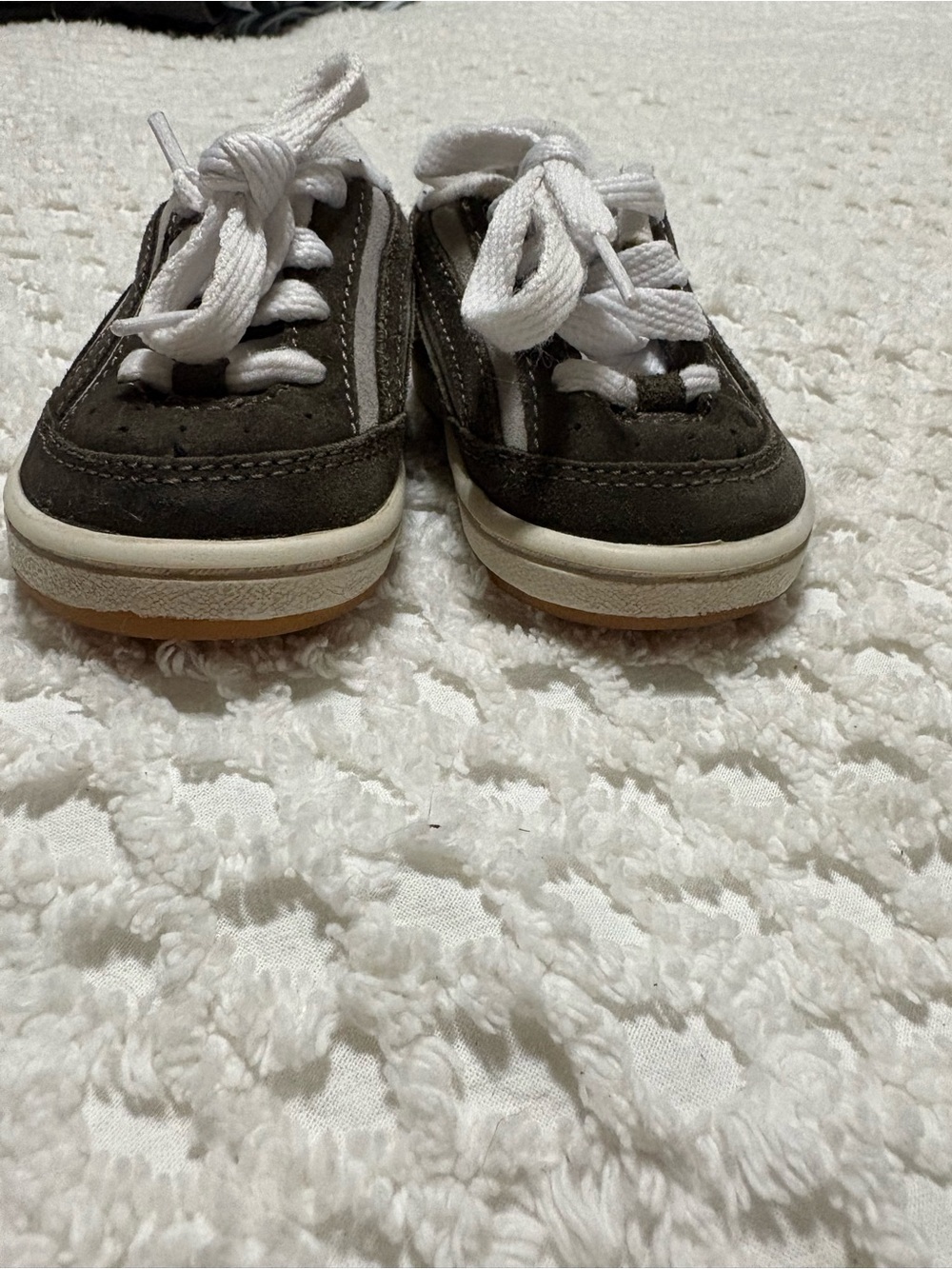 Vans Kids Grey and White Classic Lace-Up Suede Sneakers